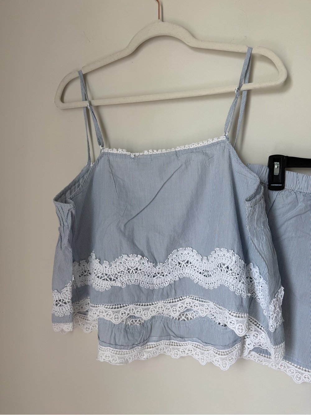 Calypso St. Barth Blue cotton white Lace-Trim Cami & Short Pajama Set - Picture 7 of 7